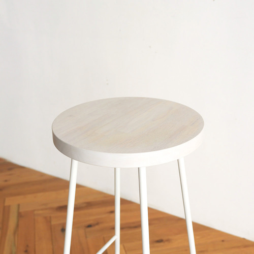 オーダー品：【ホワイト】ハイスツール/アイアン・ウッド（白脚） 椅子