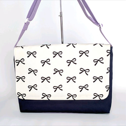 ☆受注作製☆ショルダータイプ図書袋/レッスンバッグ/黄色のリボン