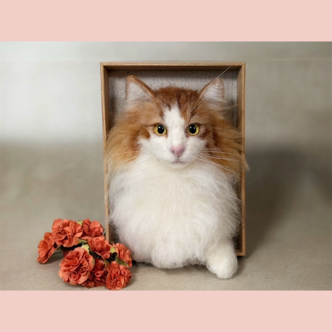 受注制作　羊毛フェルトうちの子オーダーフレームタイプ 猫