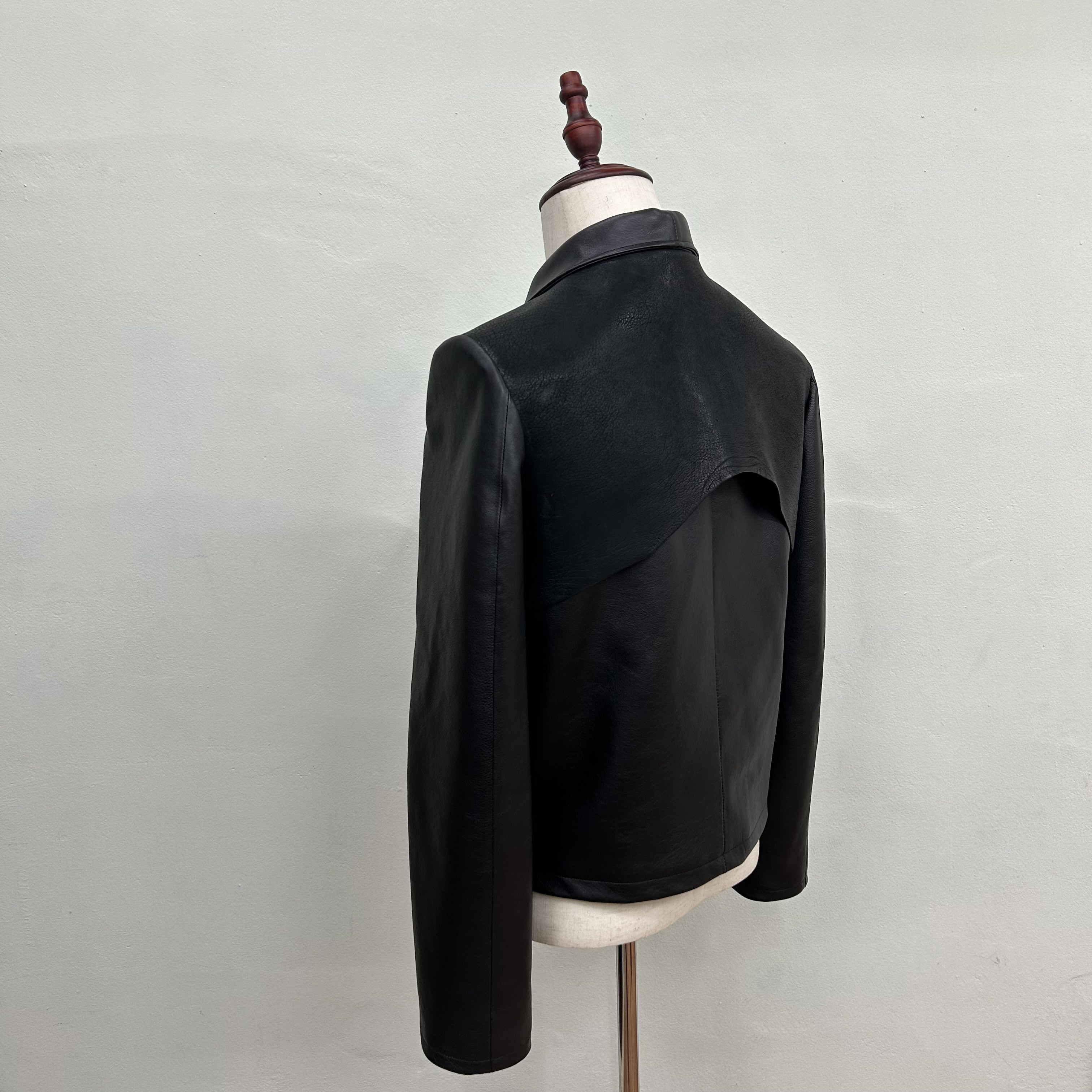 オールレザーブルゾン 本革製ジャケット アンブレラヨーク ブラック【受注制作･サイズオーダー対応】