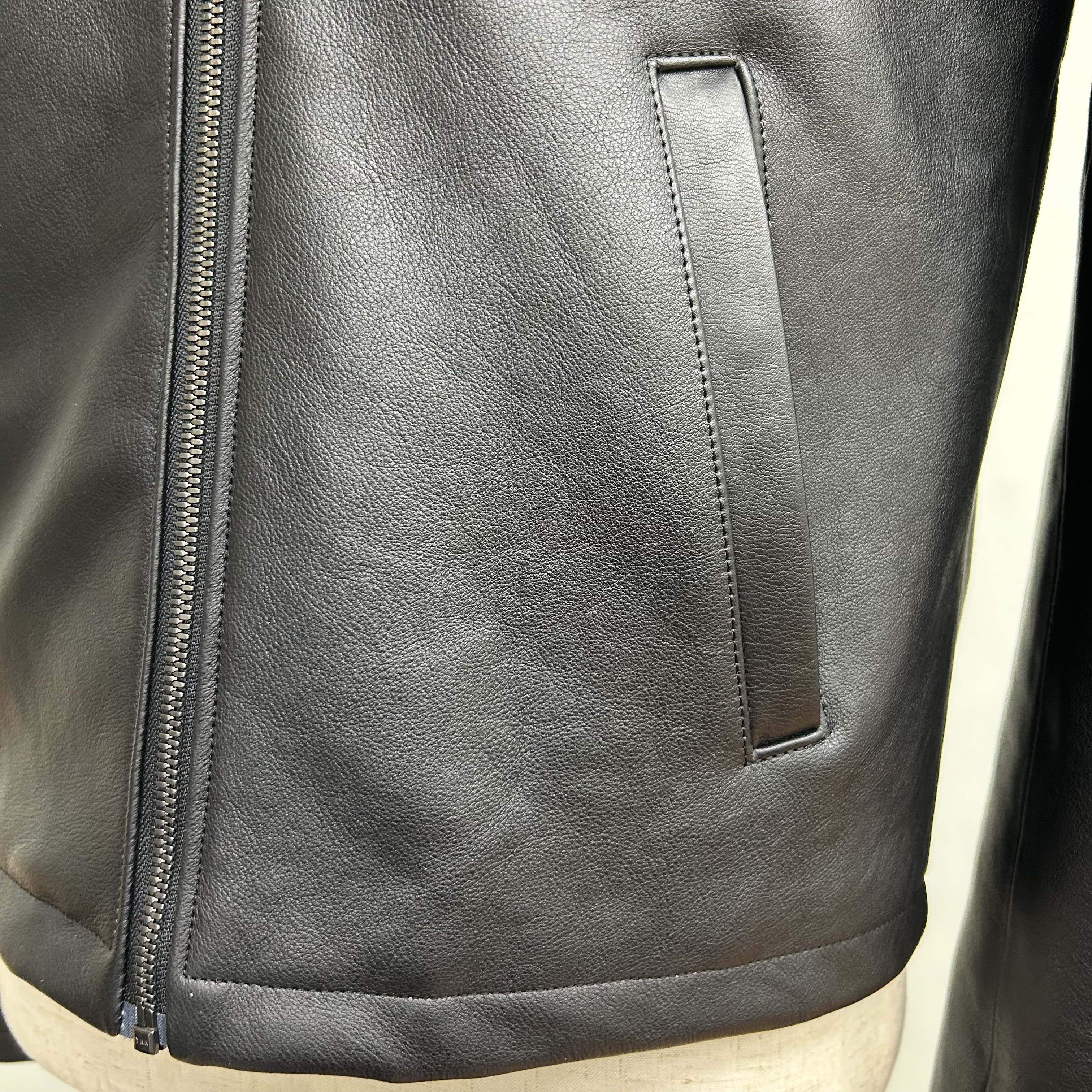 オールレザーブルゾン 本革製ジャケット アンブレラヨーク ブラック【受注制作･サイズオーダー対応】