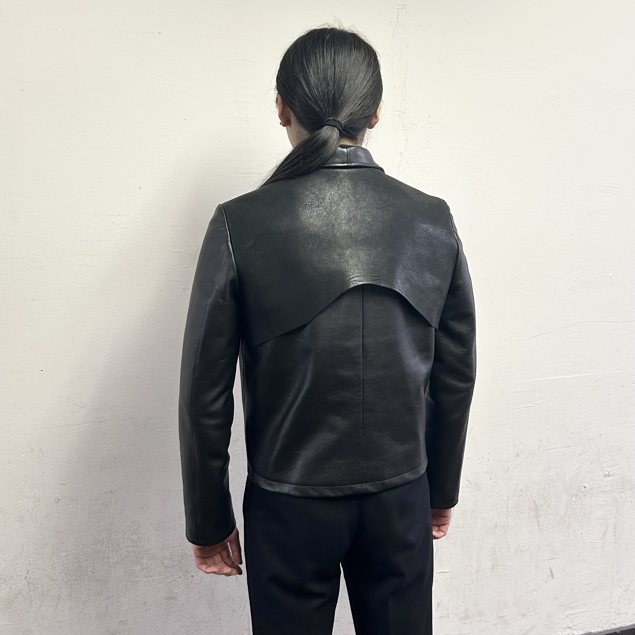 オールレザーブルゾン 本革製ジャケット アンブレラヨーク ブラック【受注制作･サイズオーダー対応】