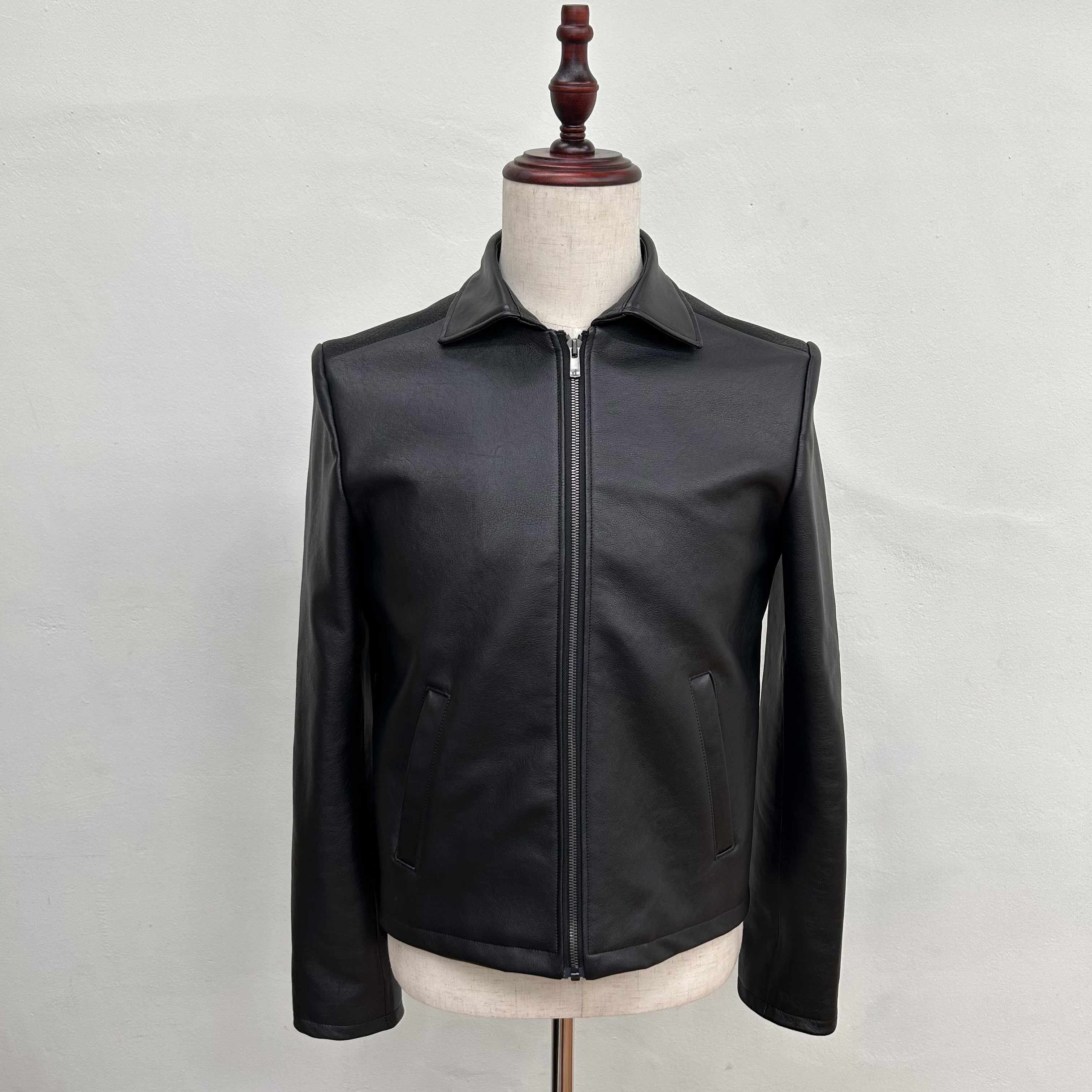 オールレザーブルゾン 本革製ジャケット アンブレラヨーク ブラック【受注制作･サイズオーダー対応】