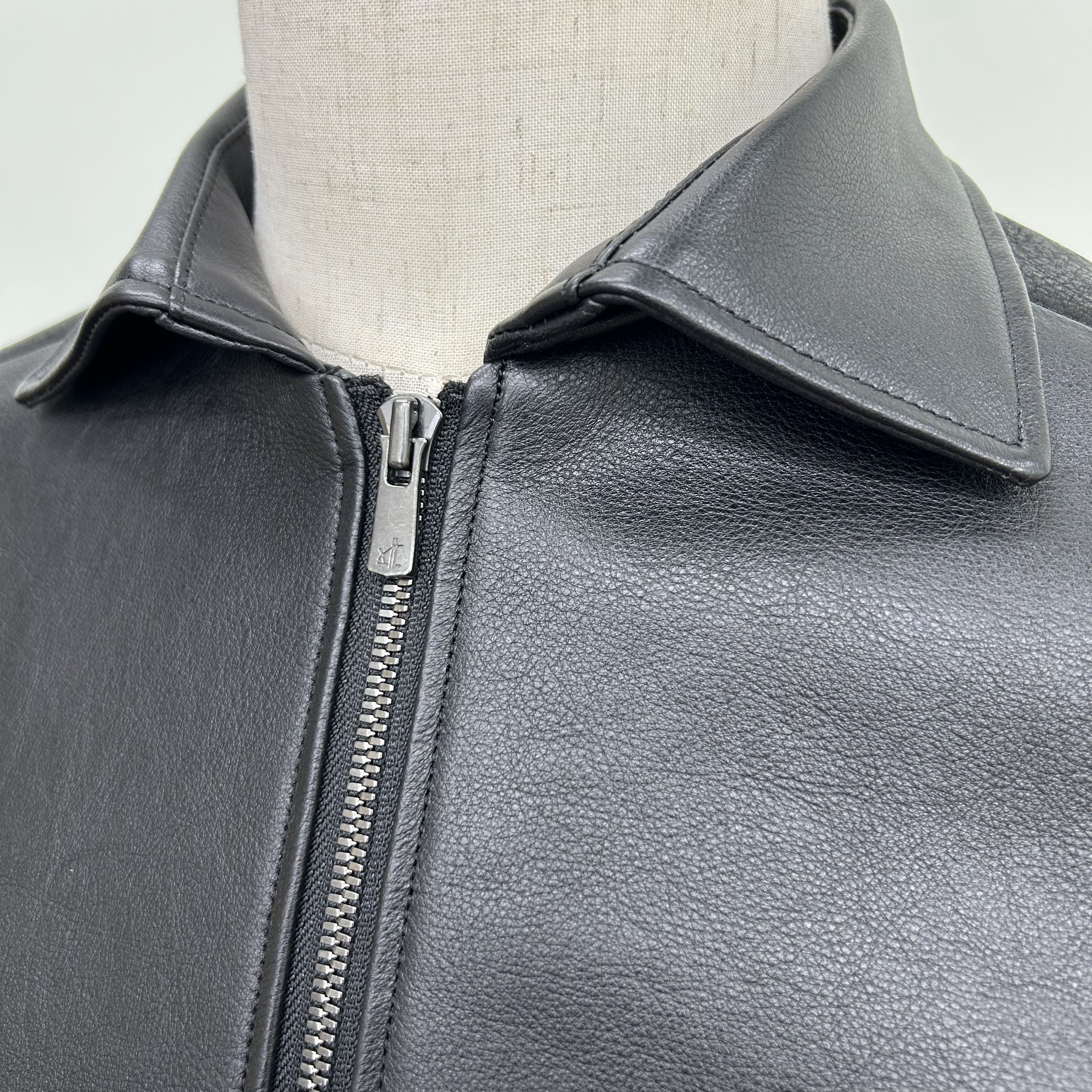 オールレザーブルゾン 本革製ジャケット アンブレラヨーク ブラック【受注制作･サイズオーダー対応】