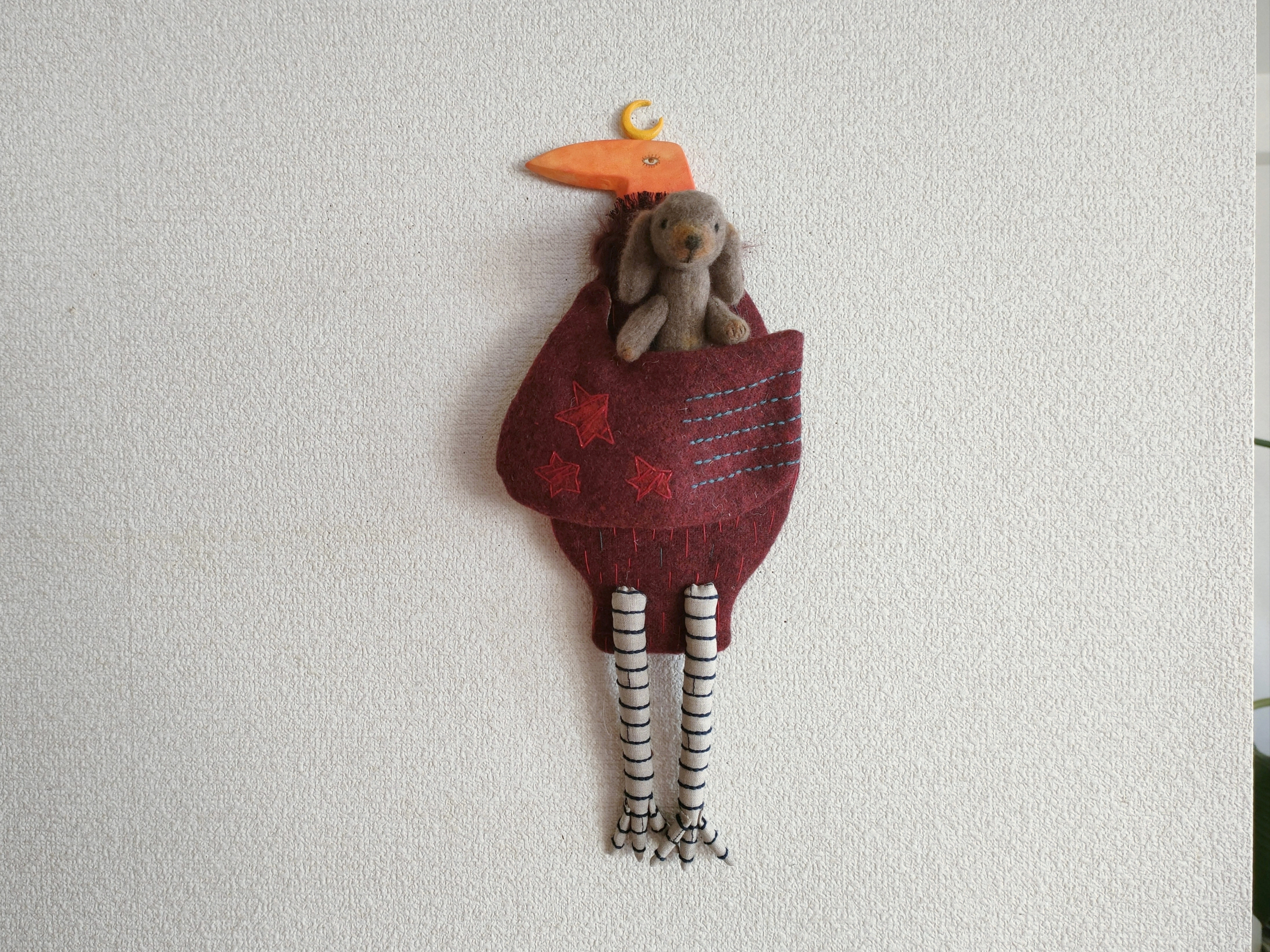 いぬを誘って、とりの夜さんぽ  ｜ 壁飾り （右）