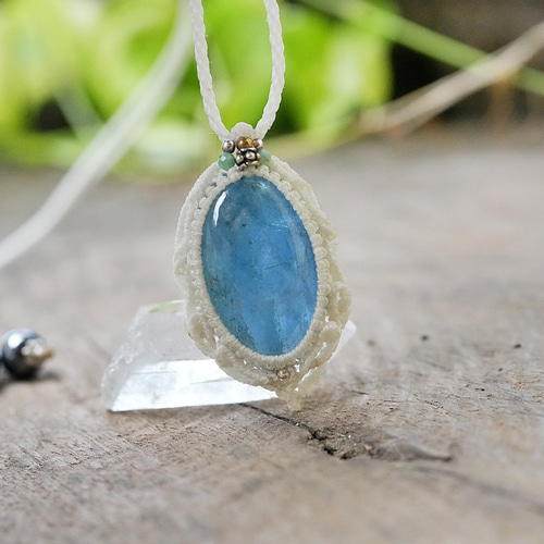 良質ベリル☆アクアマリン マクラメネックレス2557 ネックレス