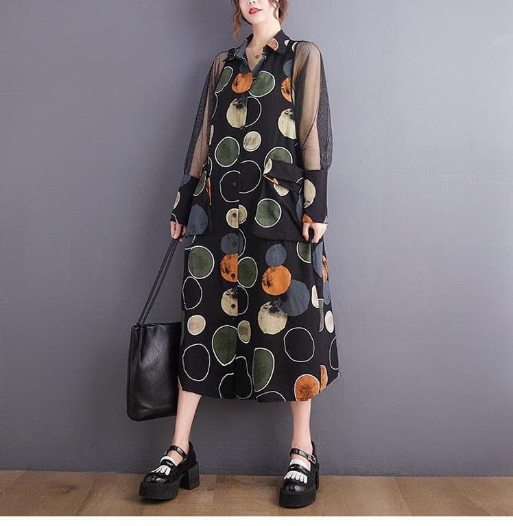 大きいサイズ ワンピース　シアー袖　レディース 春夏　 新品 長袖　シャツ