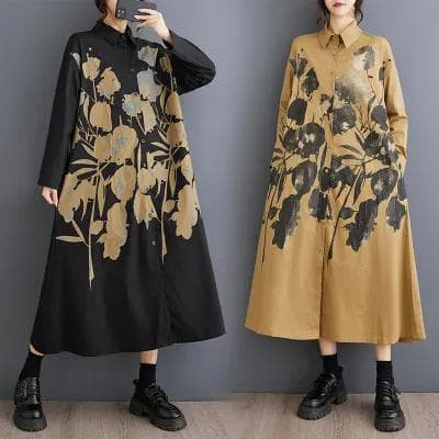 シャツ　ワンピース　大きいサイズ レディース 秋冬　ミモレ　春 新品 長袖