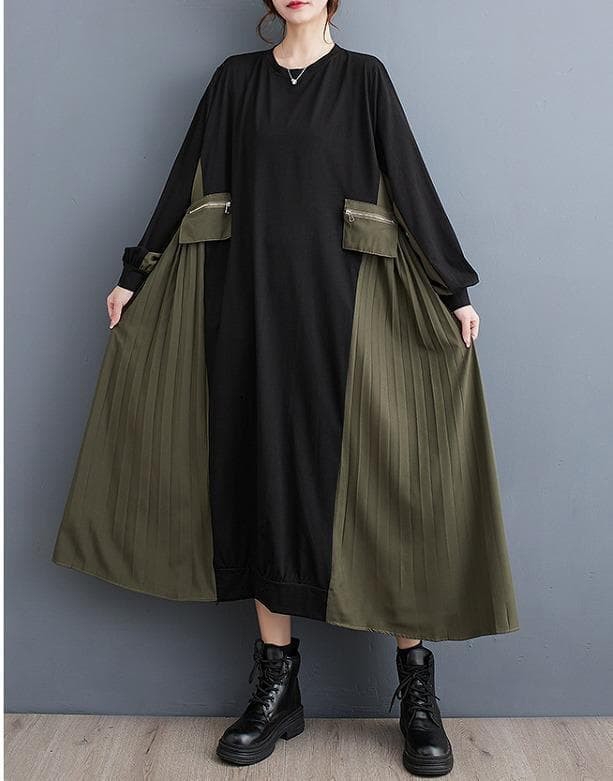 大きいサイズ レディース ロング　ワンピース　ゆったり　カーキ 秋冬 新品 長袖