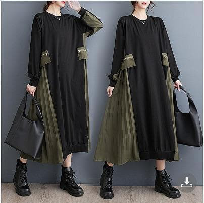 大きいサイズ レディース ロング　ワンピース　ゆったり　カーキ 秋冬 新品 長袖