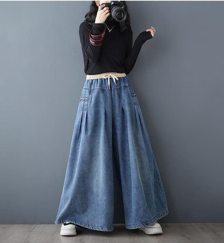 大きいサイズ デニム　ワイドパンツ　レディース 秋冬　春 新品 ゆったり