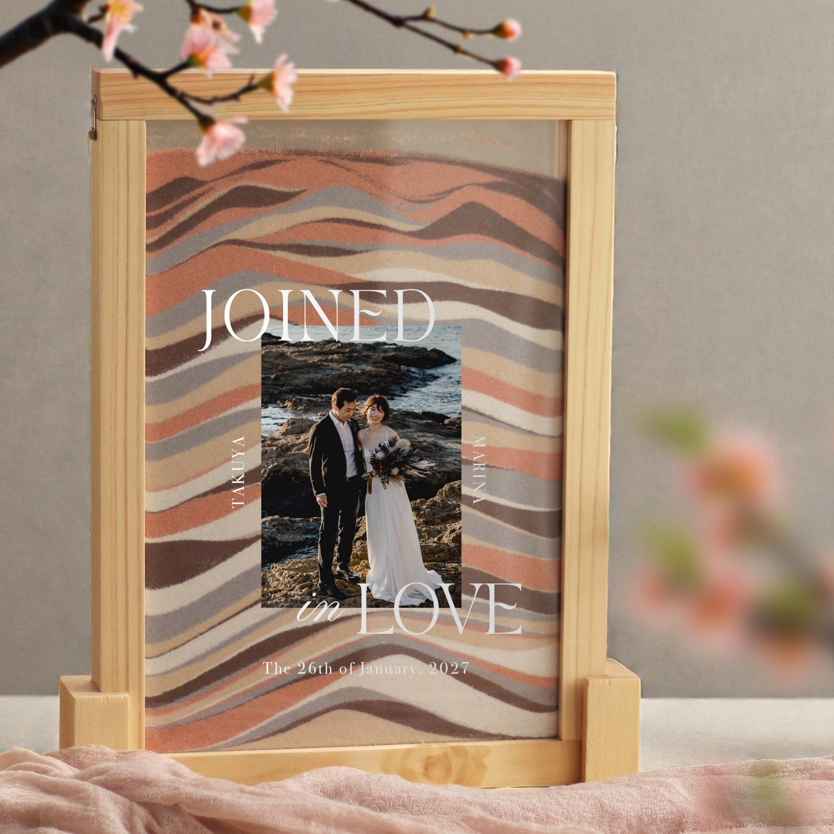 NEW！写真タイプのサンドセレモニーセット　オリジナル文章 刻印タイプ　結婚式　ウェルカムスペースに