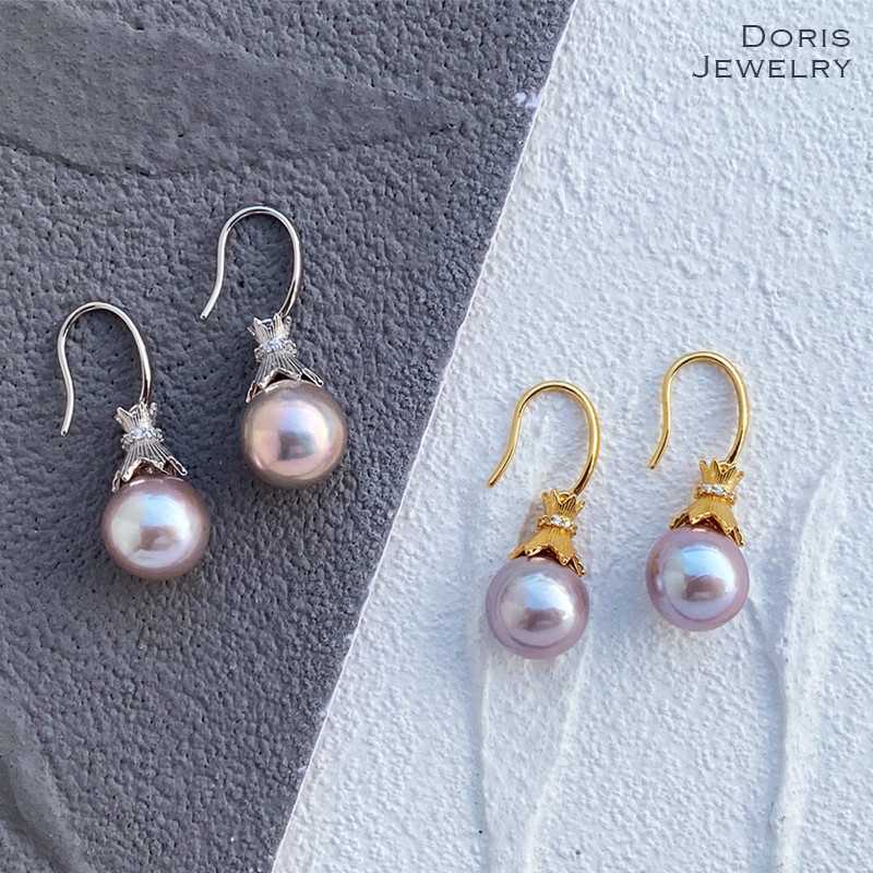 『厳選！大きくて美しい』 淡水パールピアス 真珠ピアス パープル系 大粒 大ぶり セミフォーマル