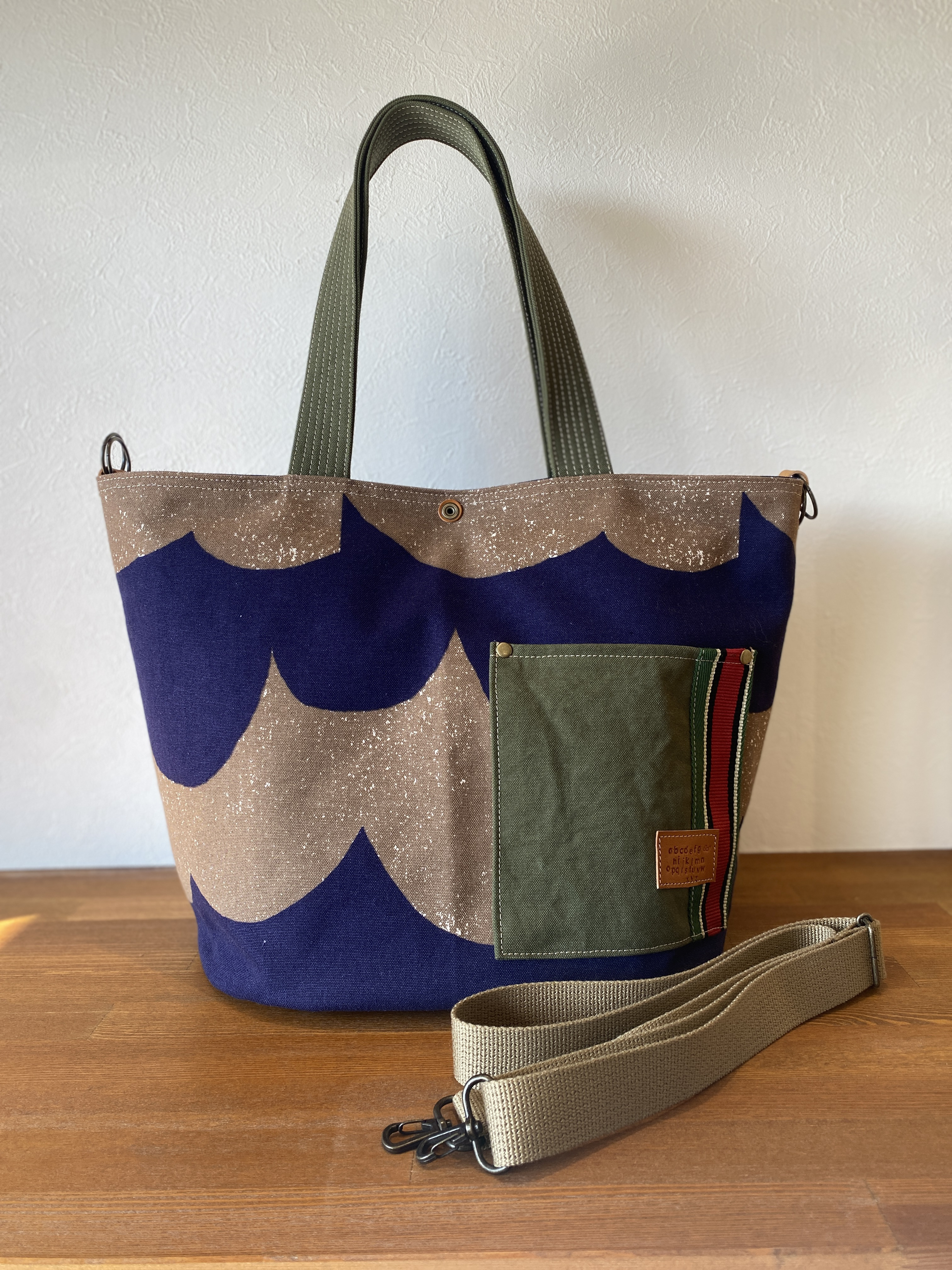 帆布の大きな3wayバケツトートバッグ