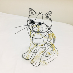 ワイヤーアート ワイヤーオブジェ　真鍮葉っぱのねこ ワイヤーアート ワイヤーオブジェ 真鍮葉っぱのねこ 立体・オブジェ