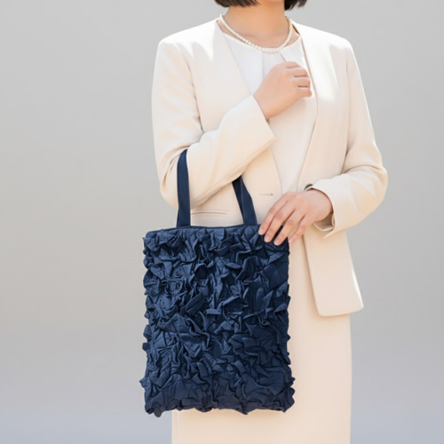 卒業・入学式に | 立体フリルのネイビーフォーマルサブバッグ｜小ぶり