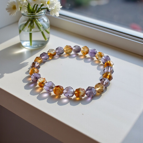新品 天然 アメジスト シトリン スターカット ブレスレット 10mm アメジスト&シトリン✨スターカットブレスレット ブレスレット Himal
