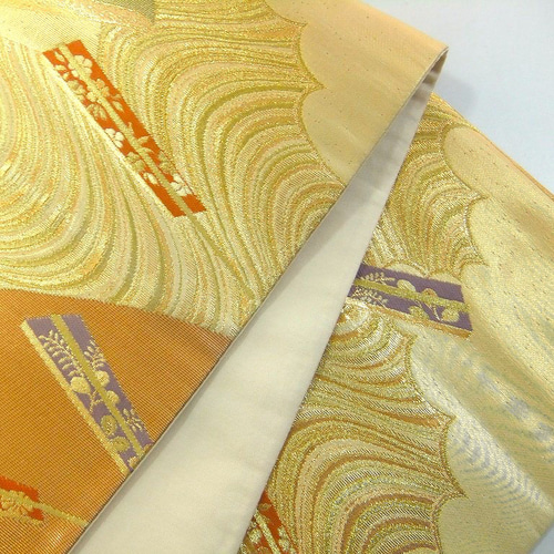 16)2423】170cm/流水扇子文様/タペストリー・テーブルランナー/和風/帯