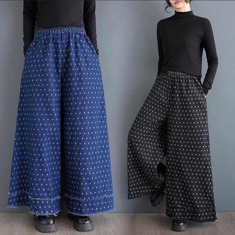 大きいサイズ デニム　パンツ　ドット　可愛い　レディース 秋冬　春 新品