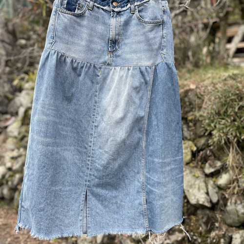 ②オーダー確認用デニムリメイクティアードギャザースカートきれいめsk  