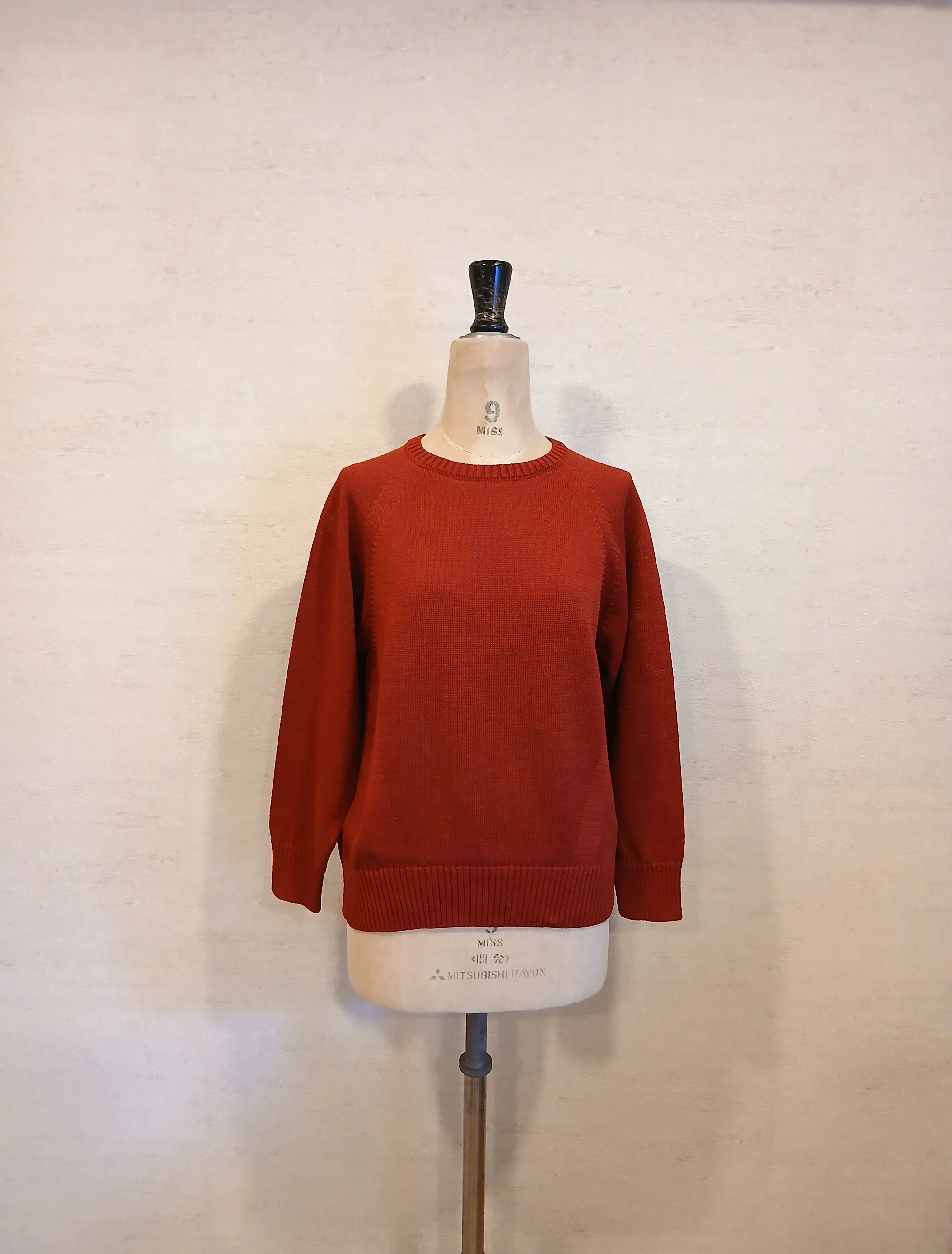 【2026♡新作】コットン100％ギマ加工クルーネックプルオーバー(長袖）ダークレッド