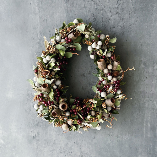 ユーカリとラムズイヤーのふわもこリース❀ ̊·* ユーカリ 紫陽花
