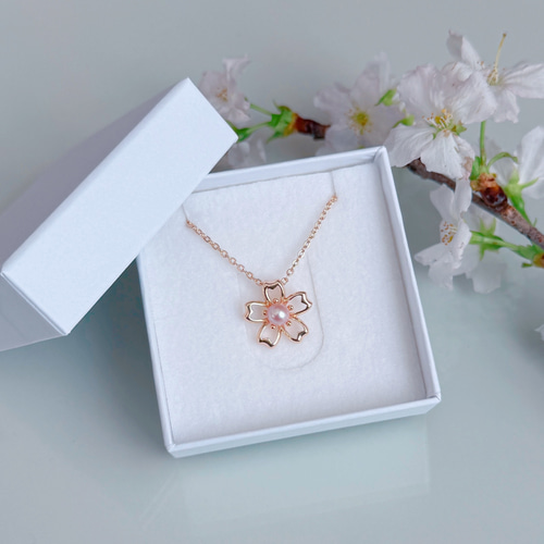 早割【色が選べる】ピンク ホワイト 淡水パール 桜 ネックレス 14kgf