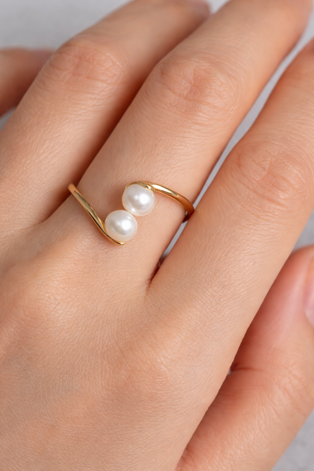 【SV925】7mm淡水パール ダブルパール フリーサイズリング｜サイズ調整可｜上品 シンプル 大人のパールリング