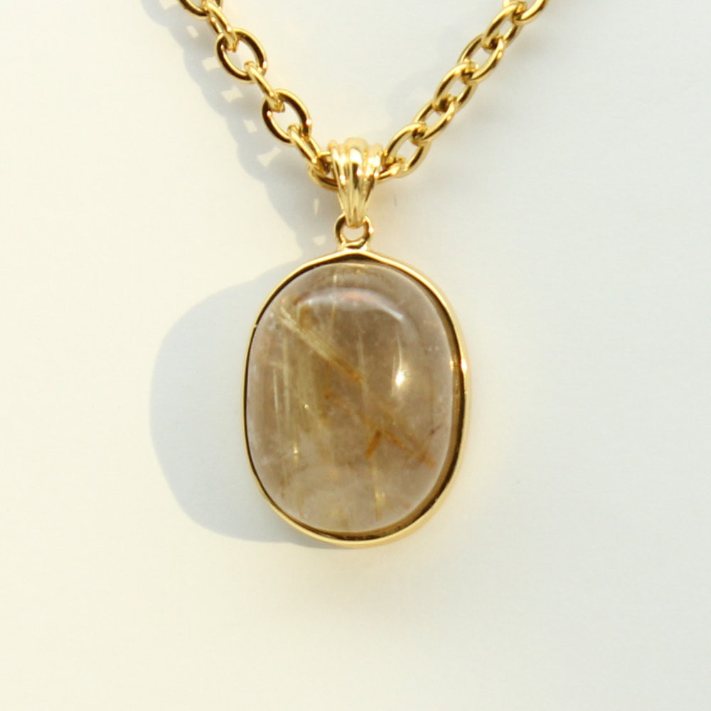 交差する光の糸のよう タイチンルチルクォーツ ネックレストップ ゴールドルチル 約4g 天然石 GHRNT20 京海堂