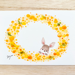 透明水彩画 A4ポスター「うさぎちゃんのスイカ割り」イラスト 海 夏 夏