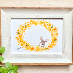 透明水彩画 A4ポスター「幸せの四つ葉のクローバー」イラスト