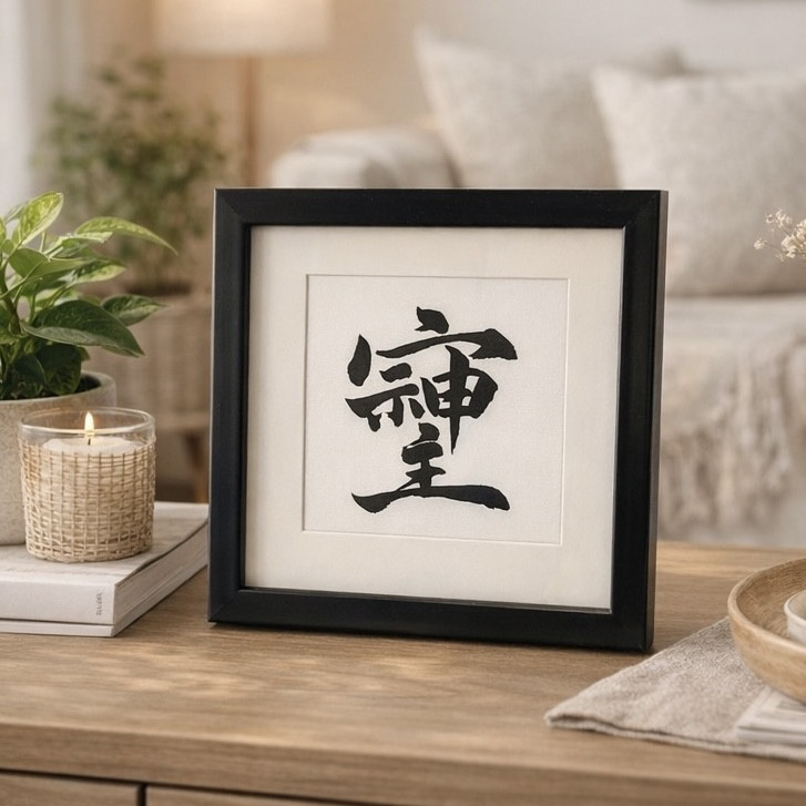 書道作品　運気up 高波動文字「そしじ」17cm×17cm スタンド型額縁付