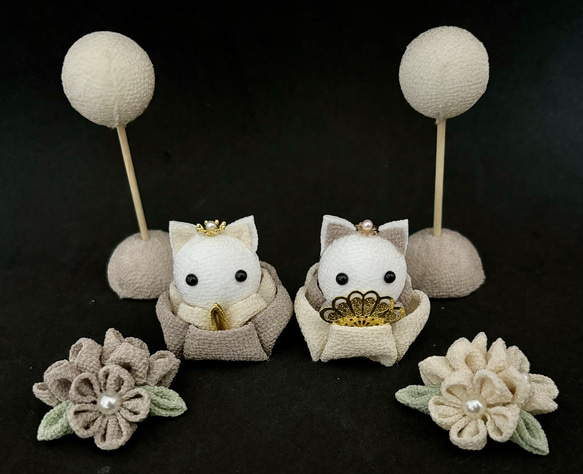 つまみ細工 雛人形 ひな祭り 猫 ひな人形・雛飾り 翡翠 通販 20373911
