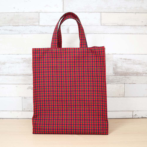 フリル付き ファミリア風 赤チェック タータンチェック マチあり