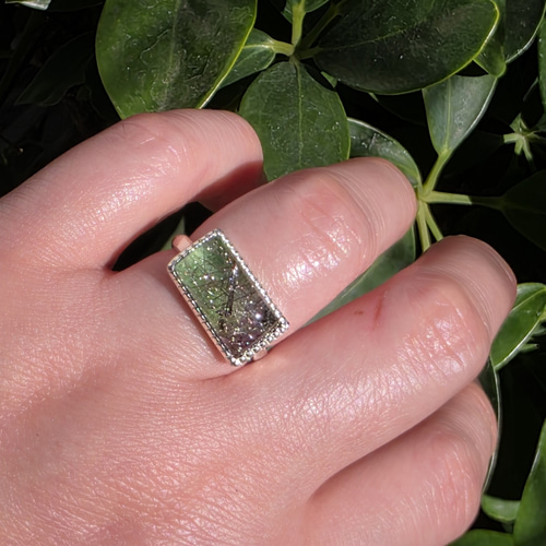 ルチルクォーツ × ルビーインゾイサイト ダブレット石 LSQカボ ミル