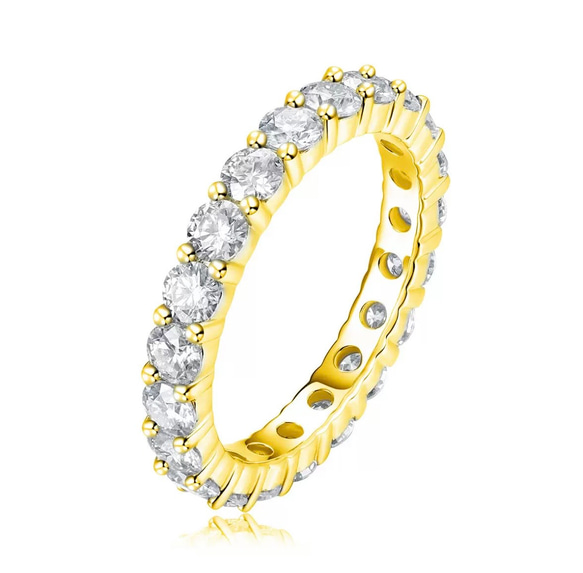 （最高品質）モアサナイトフルエタニティ 3mm リング【9号】 最高品質）モアサナイトフルエタニティ 3mm ゴールドリング【9号