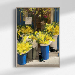 ブルーロータス 青い蓮 画家 小楠アキコ作品 額装サイズ20×20cm 絵画