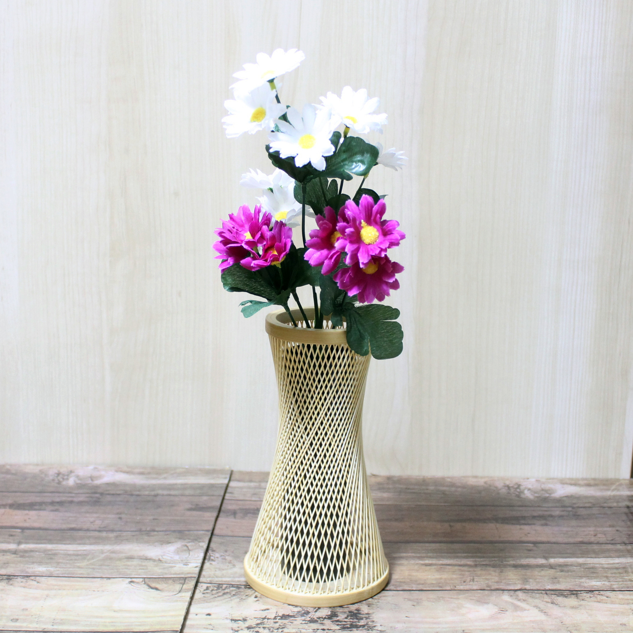 駿河竹千筋細工　花器　花音（かのん）　さらし　伝統工芸の竹細工