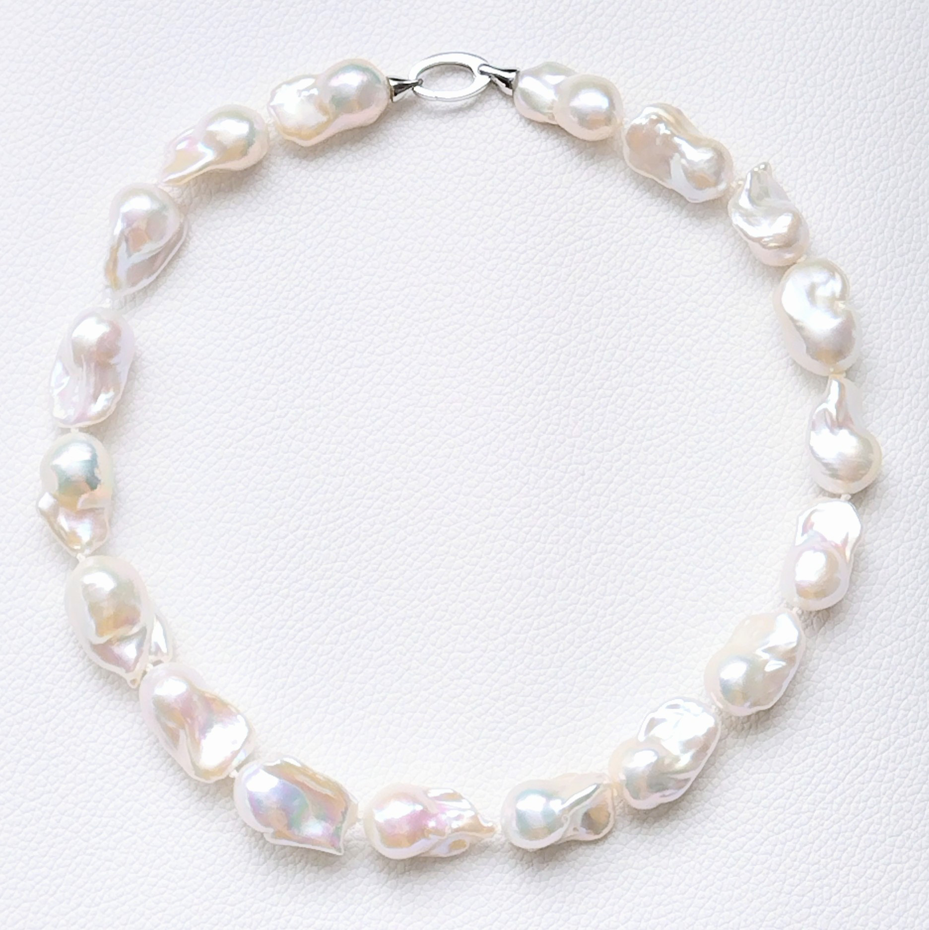 淡水真珠　本真珠　オイスターパール　バロックパール　一連ネックレス　ナチュラルカラー　ホワイト系　S925