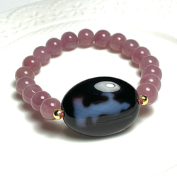 白天珠・金銭如意天珠とホワイトアンフィボールインクォーツの