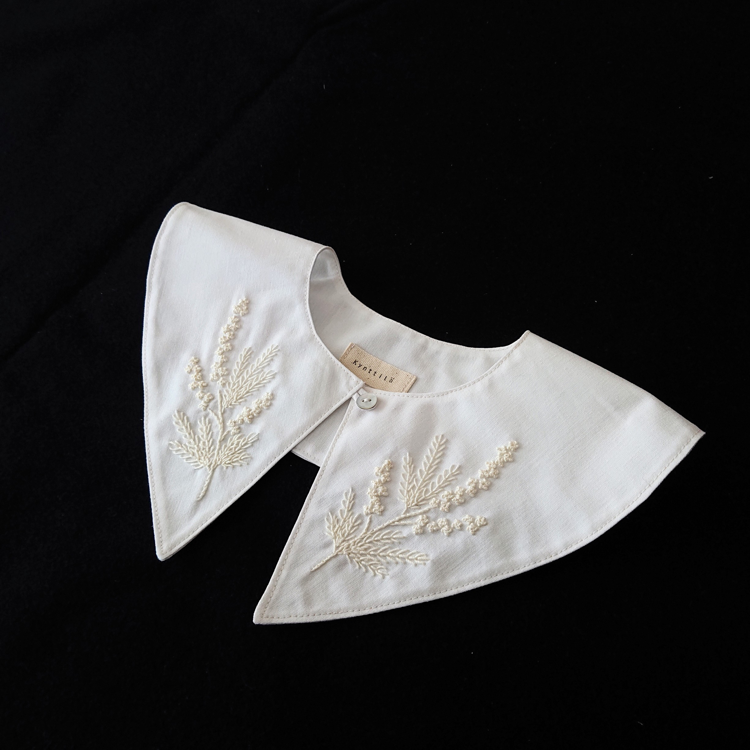 手刺繍つけ襟【ミモザ】子ども用フリーサイズ 入園式/卒園式/入学式/七五三