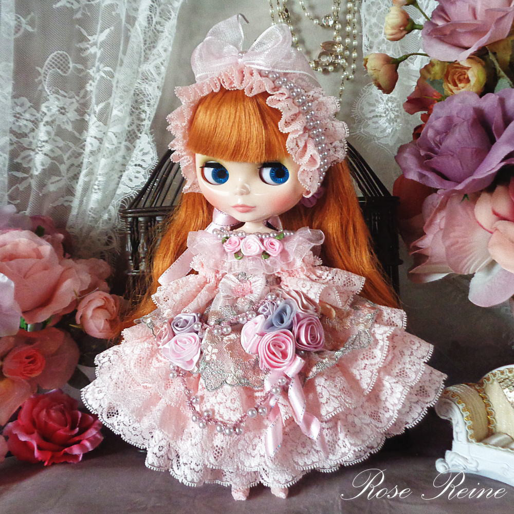 ロリータロマンス 薔薇の花園ふんわりフェミニンスウィートピンクドールドレス豪華5点セット