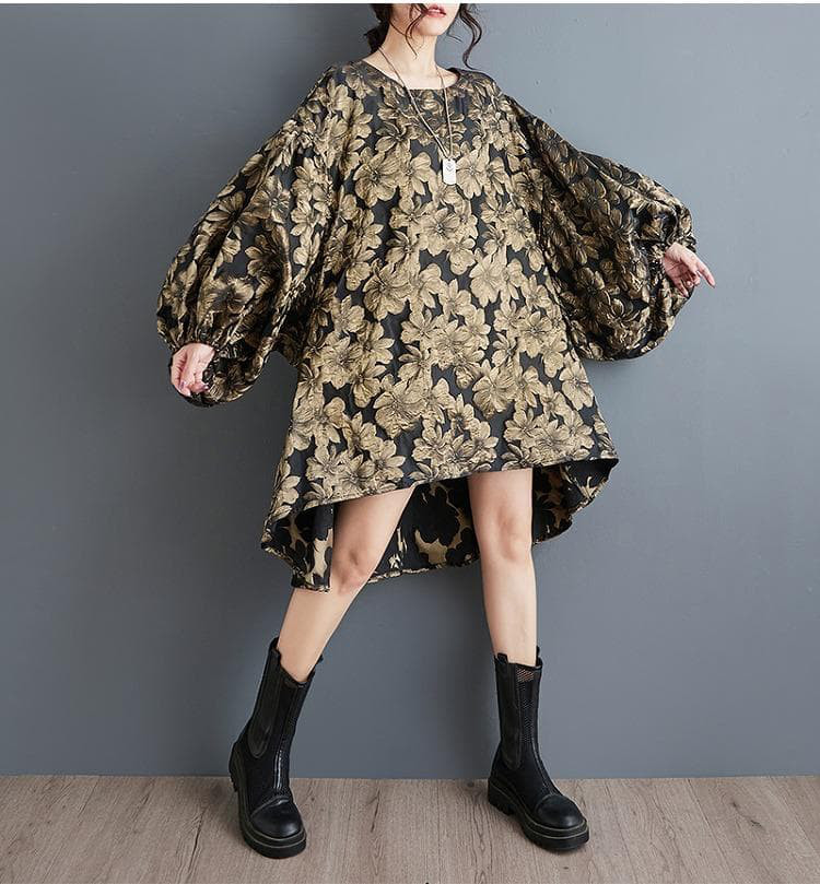 パフスリーブ　大きいサイズ レディース 秋冬　春 ジャガード　 長袖