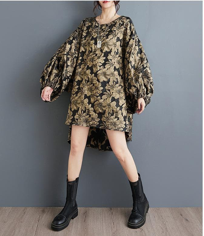 パフスリーブ　大きいサイズ レディース 秋冬　春 ジャガード　 長袖