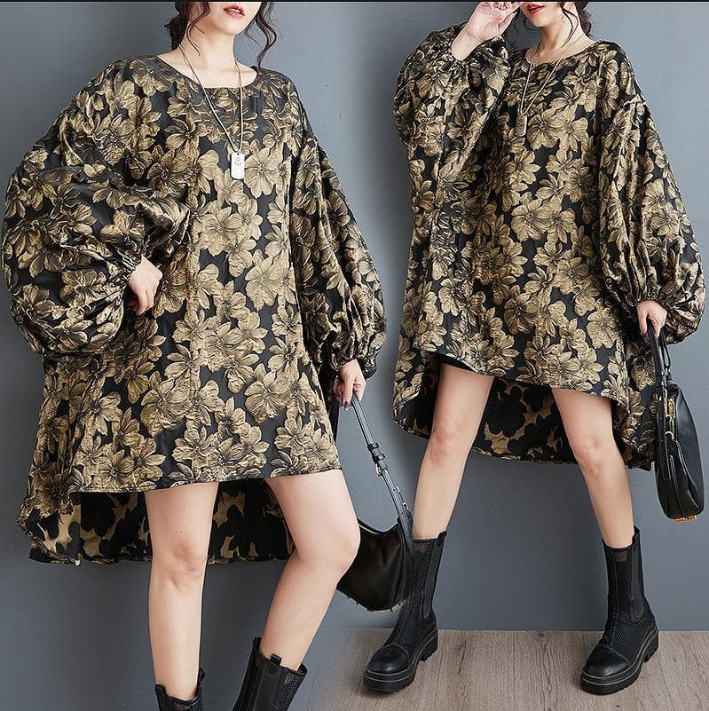 パフスリーブ　大きいサイズ レディース 秋冬　春 ジャガード　 長袖