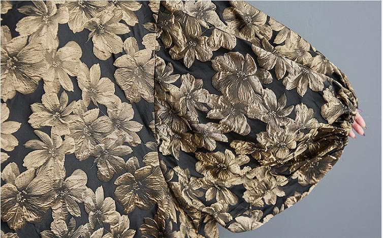 パフスリーブ　大きいサイズ レディース 秋冬　春 ジャガード　 長袖