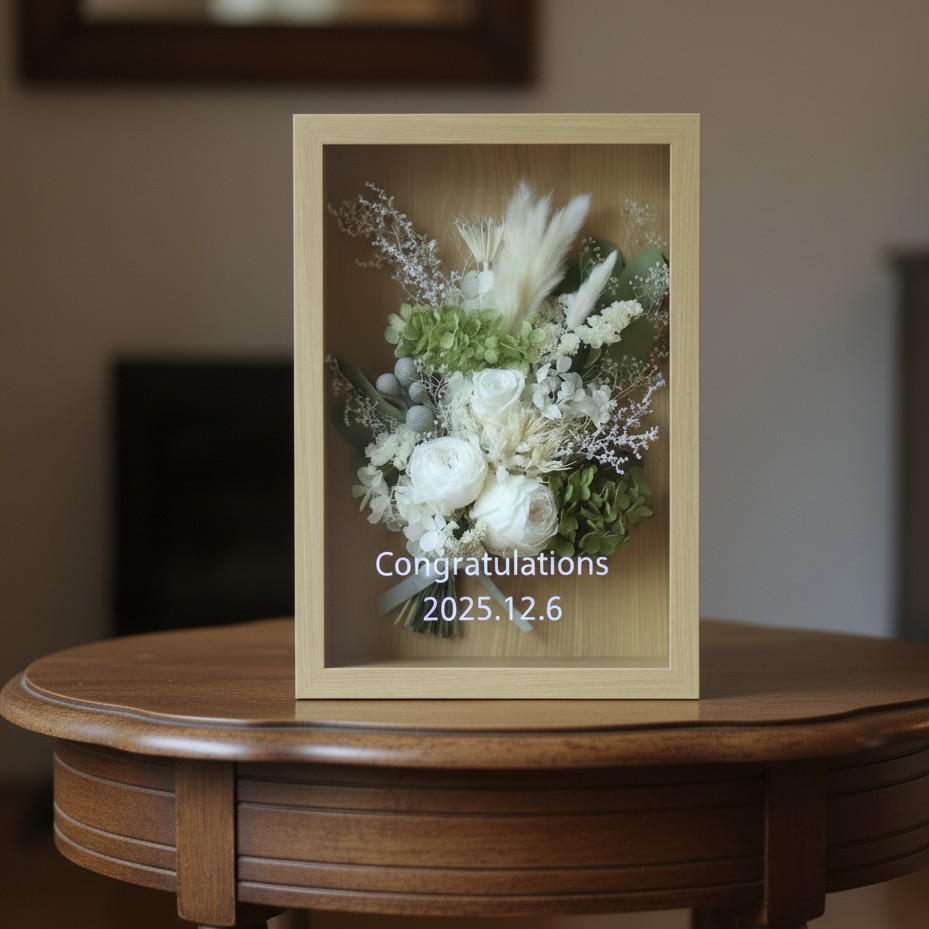 メッセージ入りドライフラワーガラスBOX   春の誕生花2026 送別ギフト2026