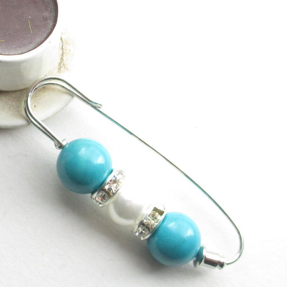 あの頃の君と約束したターコイズは、きっと今も輝いています♪<カブトピンブローチ>SB1195 1枚目の画像