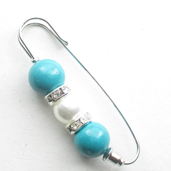 あの頃の君と約束したターコイズは、きっと今も輝いています♪<カブトピンブローチ>SB1195 2枚目の画像