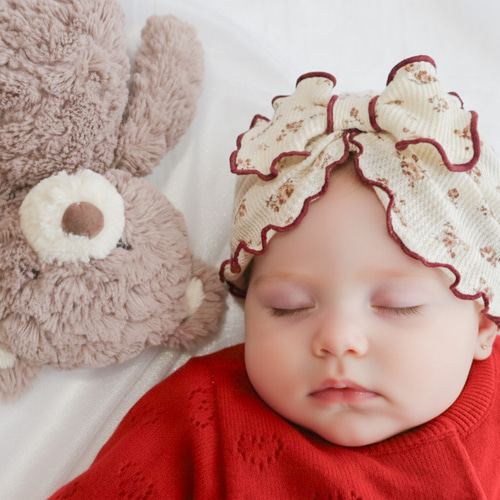 ベビーターバン アンティークローズ柄 ヘアバンド ベビーヘア